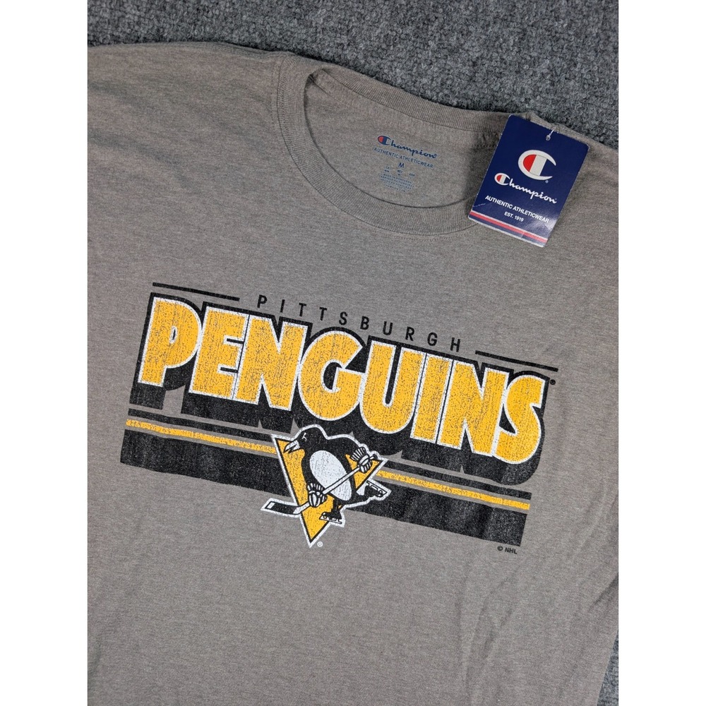 Pittsburgh‎ Penguins Champion T Shirt Mens Medium Gray Hockey NHL NWT